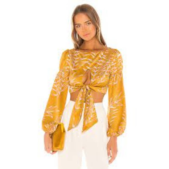 Camila Coelho Tops - CAMILA COELHO Marcia Cropped Tie Front Blouse XS